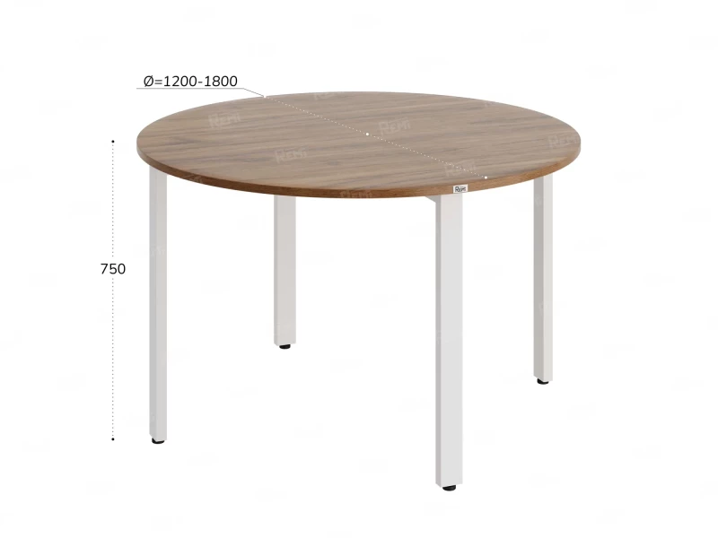 Круглый стол на П-образных опорах 1300x1300x750 RM186-13x13 Дуб Юстус/Белый