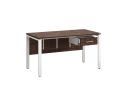 Стол прямой, подвесная тумба, ЛДСП экран, П-опора 2000x700x750 RM030-20x7 Дуб Апрельский шоколад/Белый