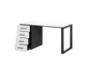 Стол прямой с тумбой на О-образных опоре, левый 1800x700x750 RM104-18x7 Белый/Черный