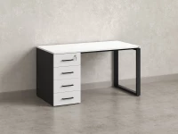 Стол прямой с тумбой на О-образных опоре, левый 1800x700x750 RM104-18x7 Белый/Черный