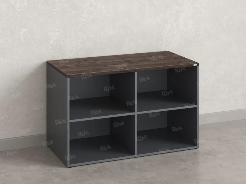 Стеллаж низкий, 4 ячейки 1200х600х750 RM146-12x6 Дуб Апрельский шоколад/Серый