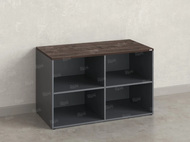 Стеллаж низкий, 4 ячейки 1200х600х750 RM146-12x6 Дуб Апрельский шоколад/Серый