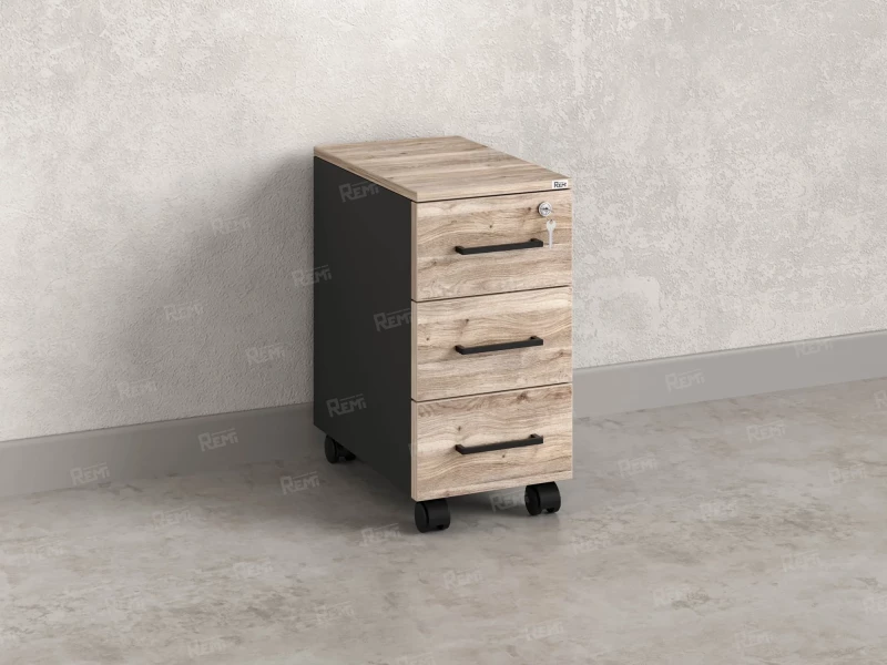 Тумба мобильная,3 ящика 300x500x600 RM123-30x50 Дуб Маувелла/Черный