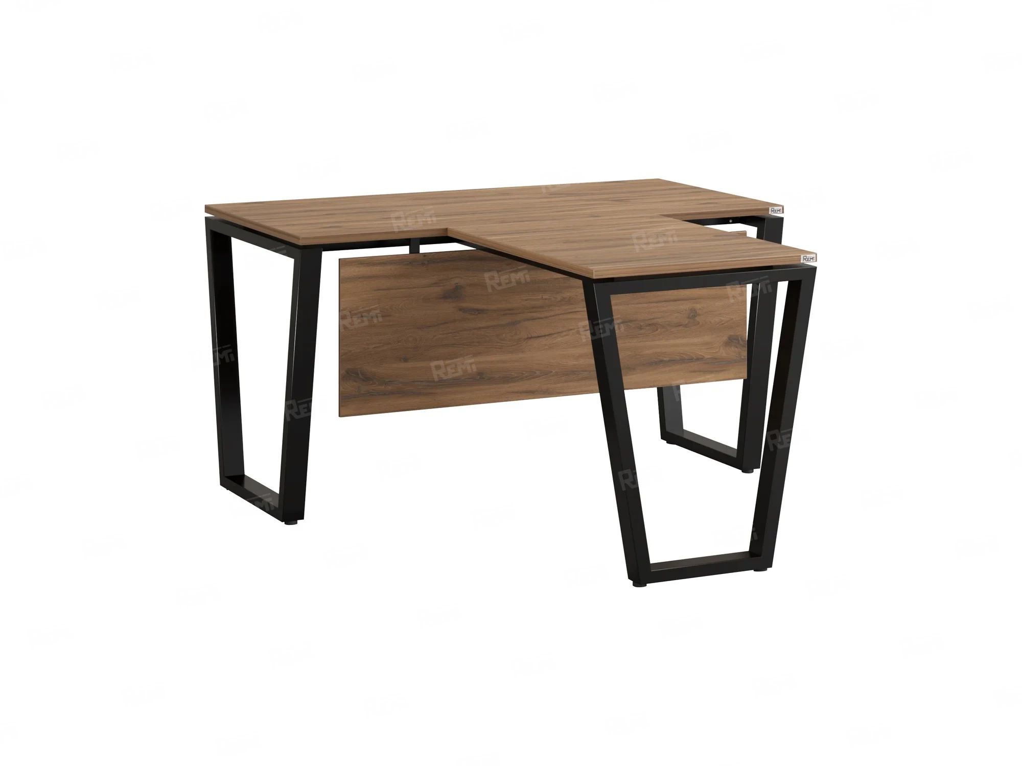 Стол с брифингом с парящей столешницей на U-образных опорах с экраном ЛДСП RM047-10x7 1000x1700x750 Дуб Юстус/Черный