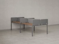 Бенч-система, 4 рабочих места, на П-образных опорах, 8 тканевых экранов 1000x1400x750 RM166-1-10x14 Дуб Юстус/Серый