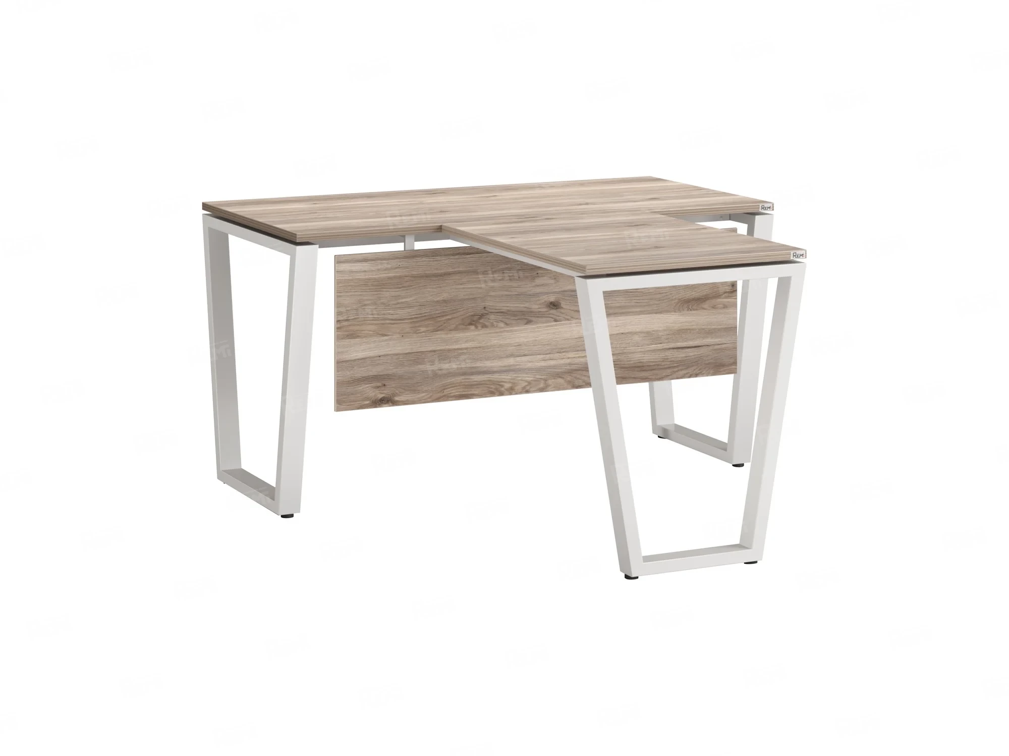 Стол с брифингом с парящей столешницей на U-образных опорах с экраном ЛДСП RM047-14x8 1400x2200x750 Дуб Маувелла/Белый