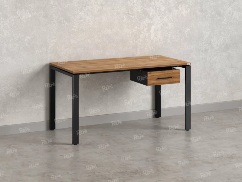 Стол прямой с подвесной тумбой, П-опора 1800x600x750 RM038-18x6 Дуб Юстус/Черный