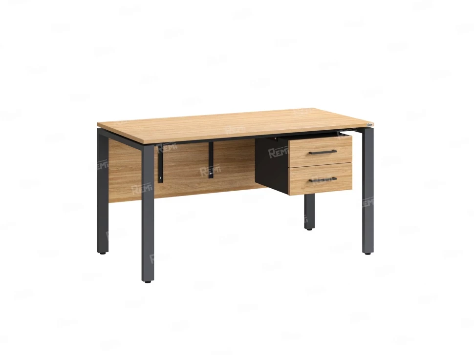 Стол прямой, подвесная тумба, ЛДСП экран, П-опора 1800x800x750 RM031-18x8 Вяз Швейцарский светлый/Серый