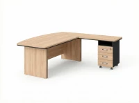 BRL RB071-160x200R Стол руководителя угловой R с тумбой 3 ящика 1600х2000х760 Акация/Черный