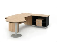 BRL RB072-215x200R Стол рук-ля R угловой с брифингом и тумбой 2 ящика 2150х2000х760 Акация/Черный