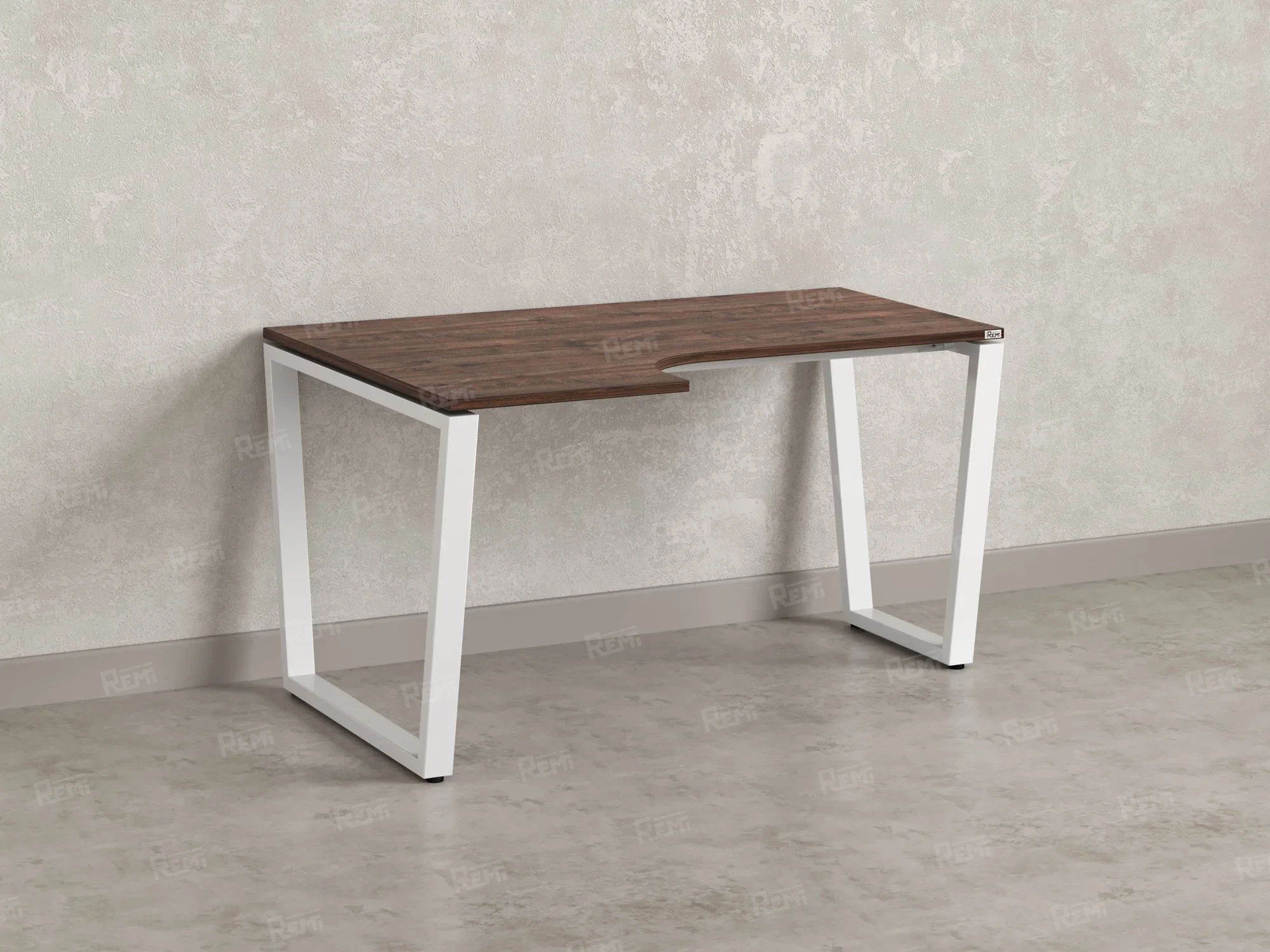 Стол угловой, U-опора, левый 1600x700/900x750, RM051-16x7-9 Дуб Апрельский шоколад/Белый