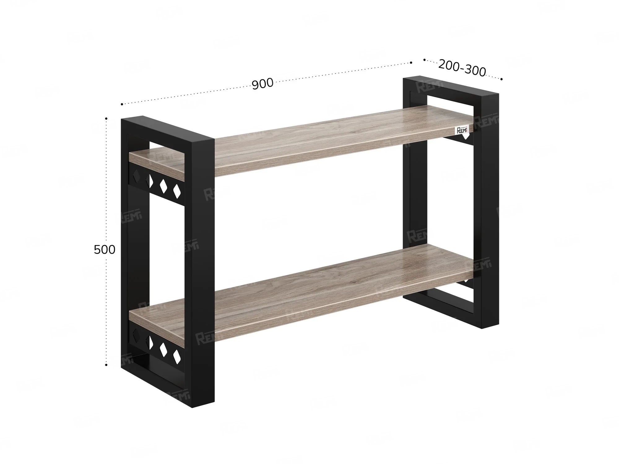 Полка настенная 900x300x500 RM194-90x30 Дуб Маувелла/Черный