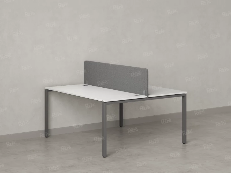 Бенч-система, 2 рабочих места, с одним тканевым экраном 1400x1600x750 RM165-1-14x16 Белый/Серый