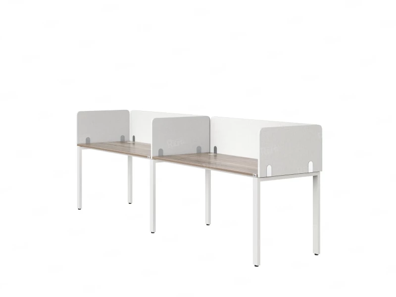 Бенч-система в 1 ряд, 2 рабочих места 5 тканевых экранов 2400x600x750 RM167-1-24x6 Дуб Маувелла/Белый