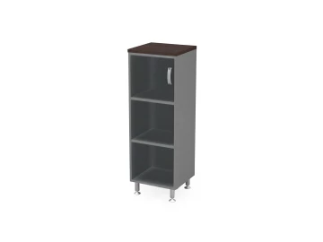 Стеллаж закрытый витрина стекло левый 450х430х1290 Венге/Серый RB049-45х43L Серый