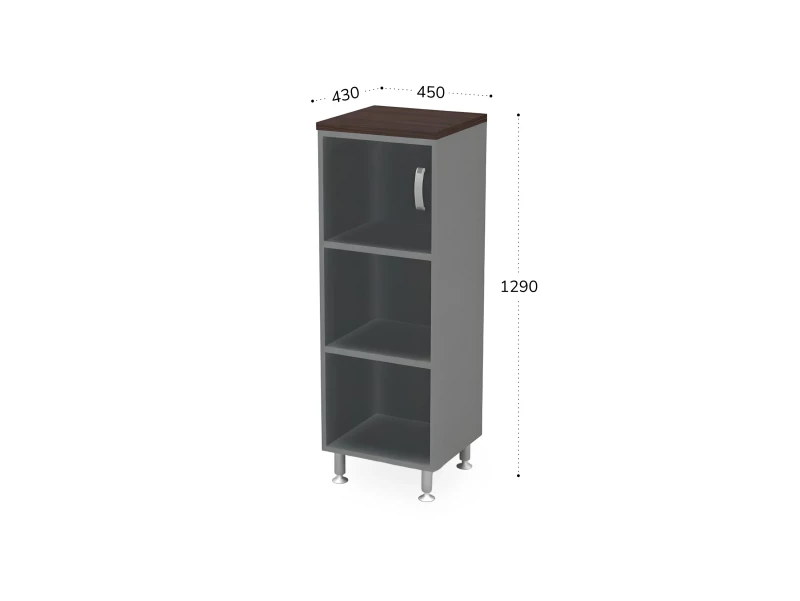 BRL RB049-45х43L Стеллаж закрытый витрина стекло левый 450х430х1290 Венге/Серый вулканический