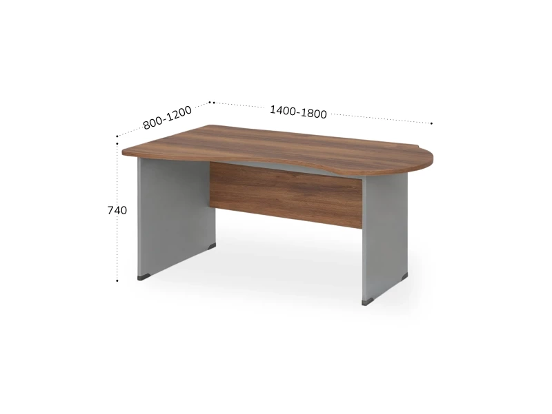BRL RB004-160х100L Стол асимметричный левый 1600х1000х740 Орех Вармия/Серый вулкан-кий