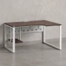 Стол угловой, экран металл, О-опора, правый 1400x700/900x750, RM057-14x7-9 Дуб Апрельский шоколад/Белый