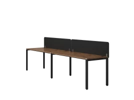Бенч-система в 1 ряд, 2 рабочих места 2 тканевых экранов 2700x600x750 RM167-3-27x6 Дуб Юстус/Черный