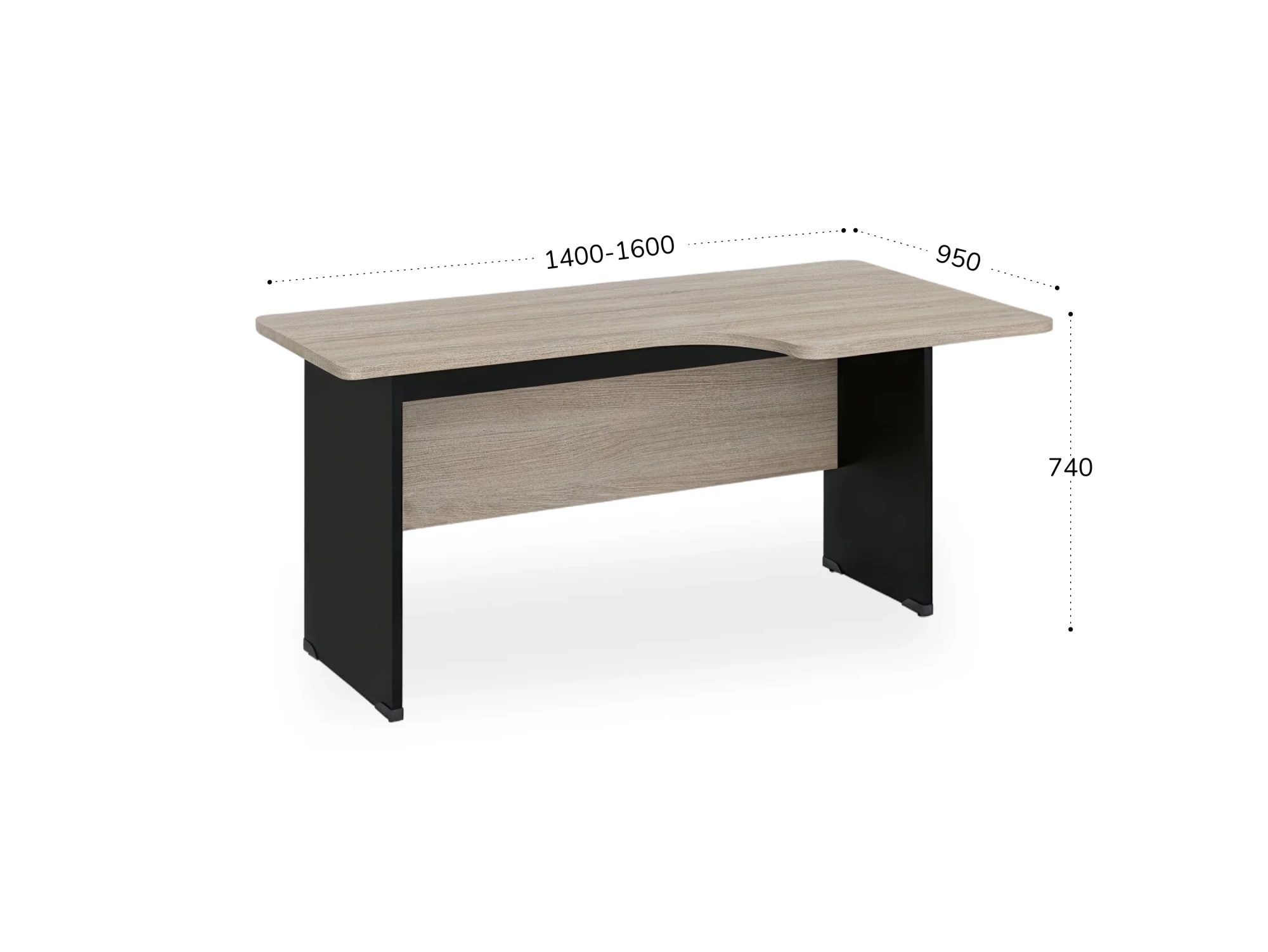 BRL RB085-160х95R Угловое рабочее место правое 1600х950х740 Шорвуд/Черный