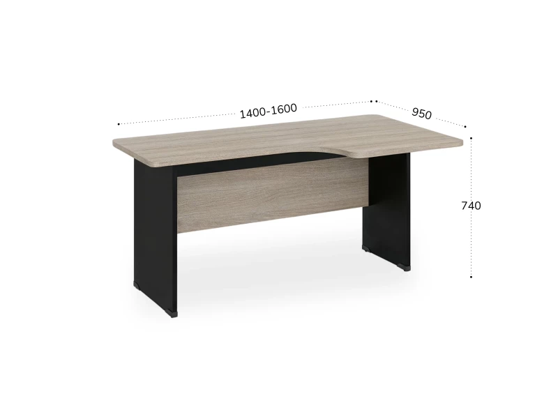 BRL RB085-160х95R Угловое рабочее место правое 1600х950х740 Шорвуд/Черный