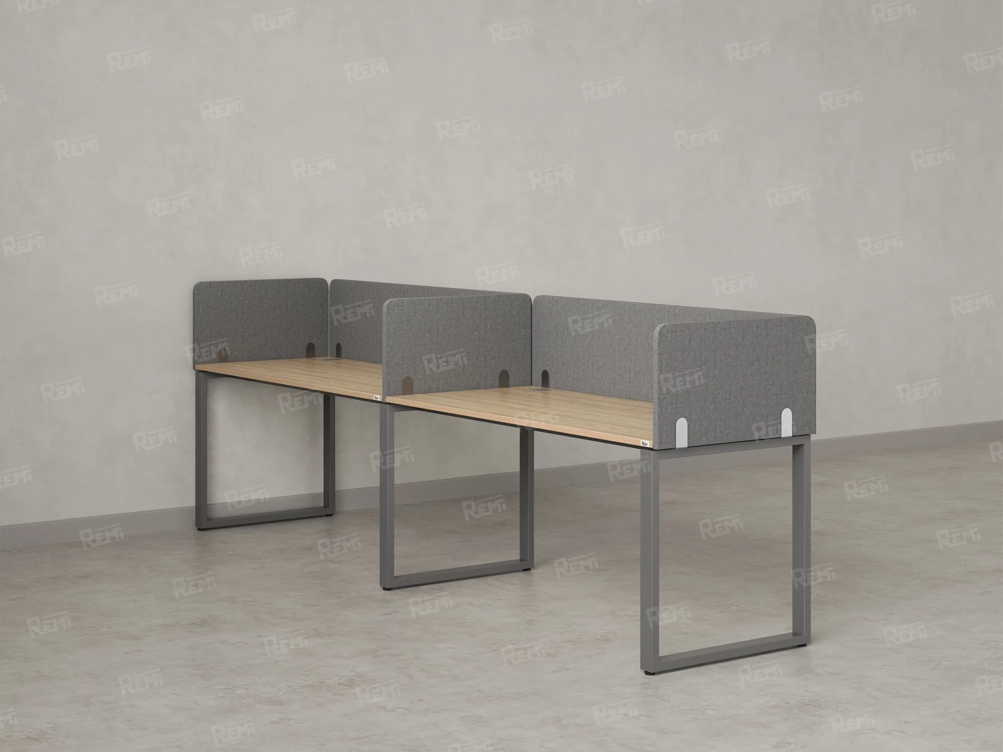 Бенч-система в 1 ряд, 2 рабочих места 5 тканевых экранов 3200x700x750 RM168-1-32x7 Вяз Швейцарский светлый/Серый