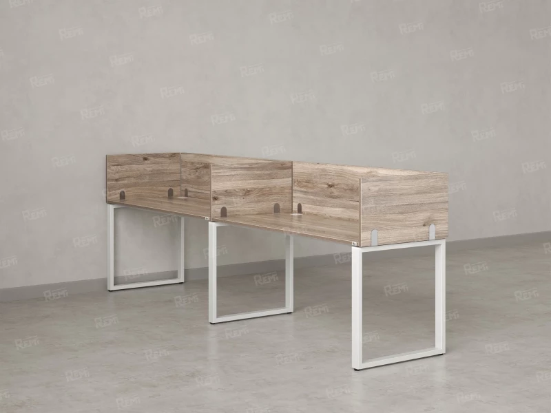 Бенч-система в 1 ряд, 2 рабочих места 5 ЛДСП экранов 2700x800x750 RM168-2-27x8 Дуб Маувелла/Белый