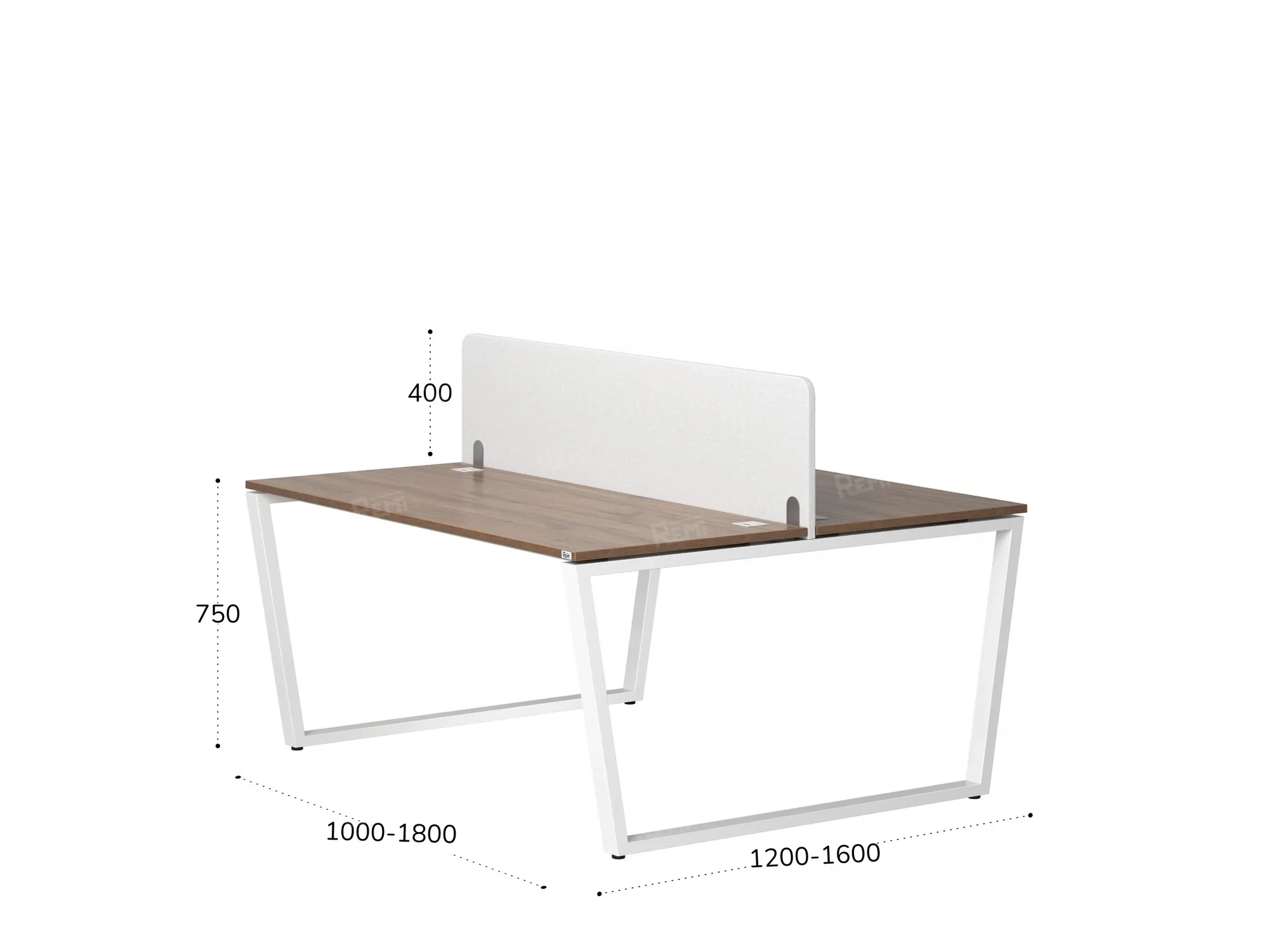 Бенч-система, 2 рабочих места, с одним тканевым экраном 1600x1200x750 RM172-1-16x12 Дуб Юстус/Белый