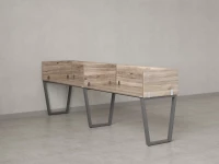 Бенч-система в 1 ряд, 2 рабочих места 5 ЛДСП экранов 2700x800x750 RM174-2-27x8 Дуб Маувелла/Серый