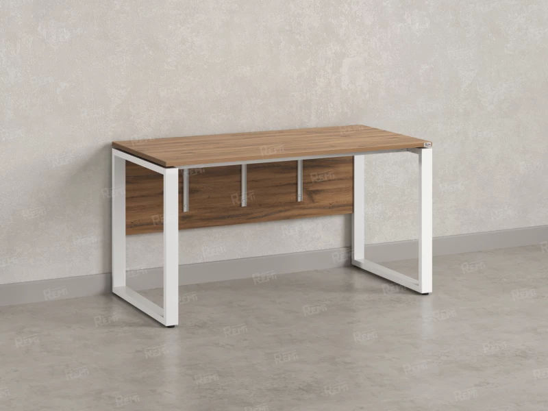 Стол прямой, О-опоры, экран ЛДСП,парящая стол-ца 1600x800x750 RM008-16x8 Дуб Юстус/Белый