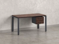 Стол прямой с подвесной тумбой 2 ящика, П-опора 2000x700x750 RM039-20x7 Дуб Апрельский шоколад/Серый