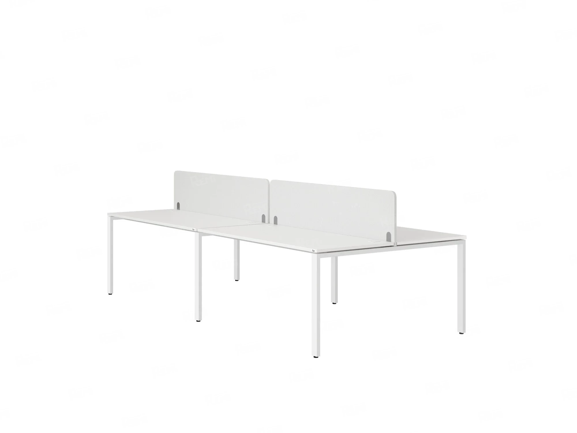 Бенч-система, 4 рабочих места, на П-образных опорах, 2 тканевых экранов 2800x1400x750 RM166-3-14x14 Белый/Белый