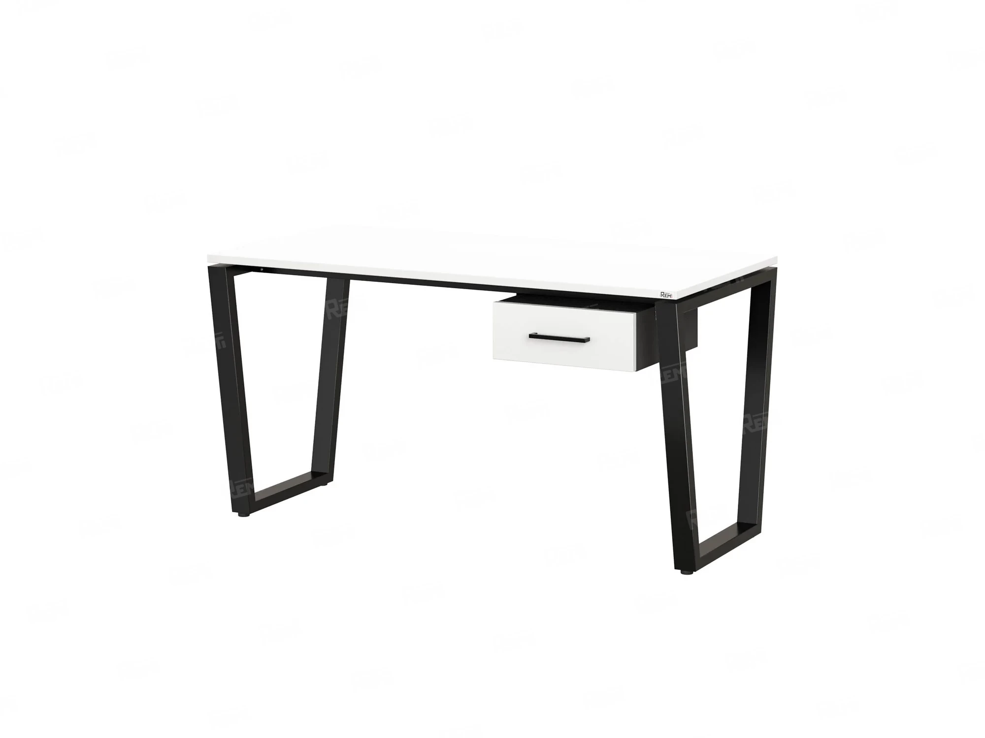 Стол прямой с подвесной тумбой, U-опора 2000x800x750 RM034-20x8 Белый/Черный
