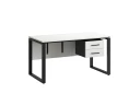 Стол прямой, подвесная тумба, ЛДСП экран, О-опора 2000x600x750 RM033-20x6 Белый/Черный