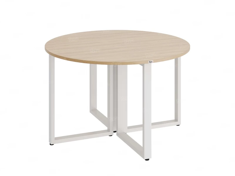 Круглый стол на О-образных опорах 1500x1500x750 RM187-15x15 Вяз Швейцарский светлый/Белый