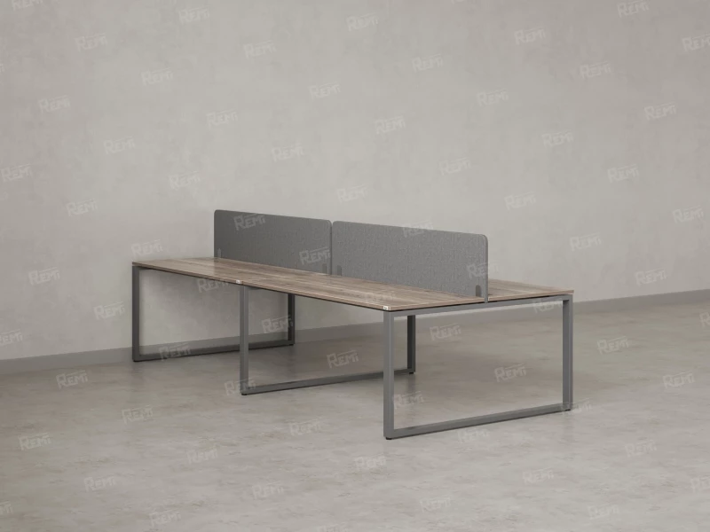 Бенч-система, 4 рабочих места, на О-образных опорах, 2 тканевых экранов 2400x1200x750 RM170-3-12x12 Дуб Маувелла/Серый