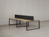 Бенч-система, 4 рабочих места, на О-образных опорах, 2 тканевых экранов 3200x1400x750 RM170-3-16x14 Вяз Швейцарский светлый/Черный