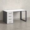 Стол прямой с тумбой на О-образных опоре, левый 1800x700x750 RM104-18x7 Белый/Серый