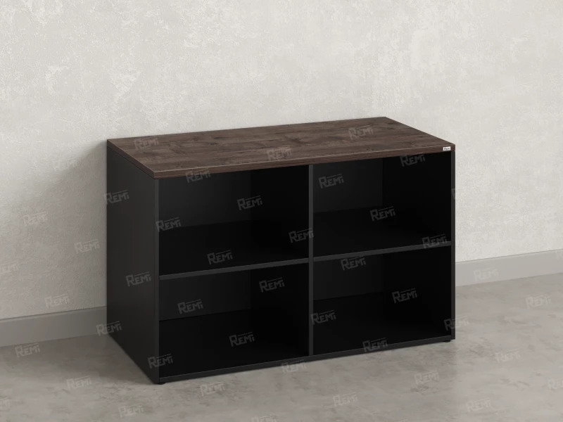 Стеллаж низкий, 4 ячейки 1200х600х750 RM146-12x6 Дуб Апрельский шоколад/Черный