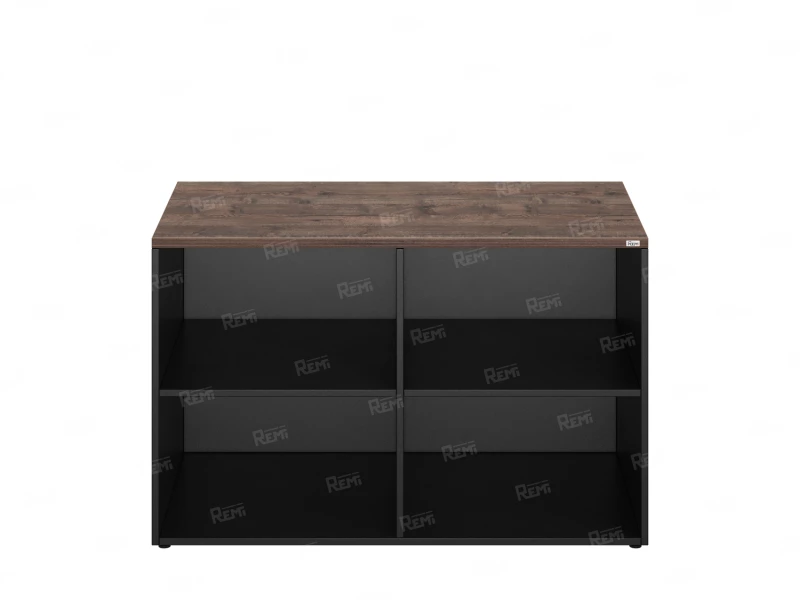 Стеллаж низкий, 4 ячейки 1200х600х750 RM146-12x6 Дуб Апрельский шоколад/Черный