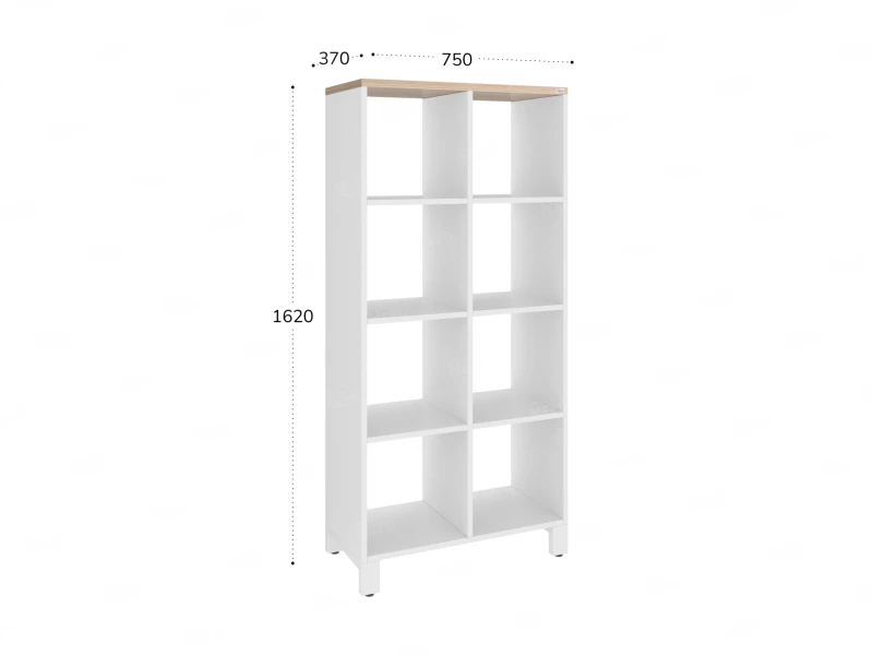 Стеллаж, 8 ячеек 750х370х1620 RM139-75x37 Вяз Швейцарский светлый/Белый