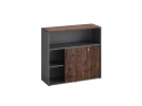 Низкий шкаф-купе, 2 полки с надстройкой, на регулируемых опорах 1200x420x1100 RM127-120x42 Дуб Апрельский шоколад/Серый