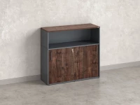 Низкий шкаф-купе, 2 полки с надстройкой, на регулируемых опорах 1200x420x1100 RM127-120x42 Дуб Апрельский шоколад/Серый