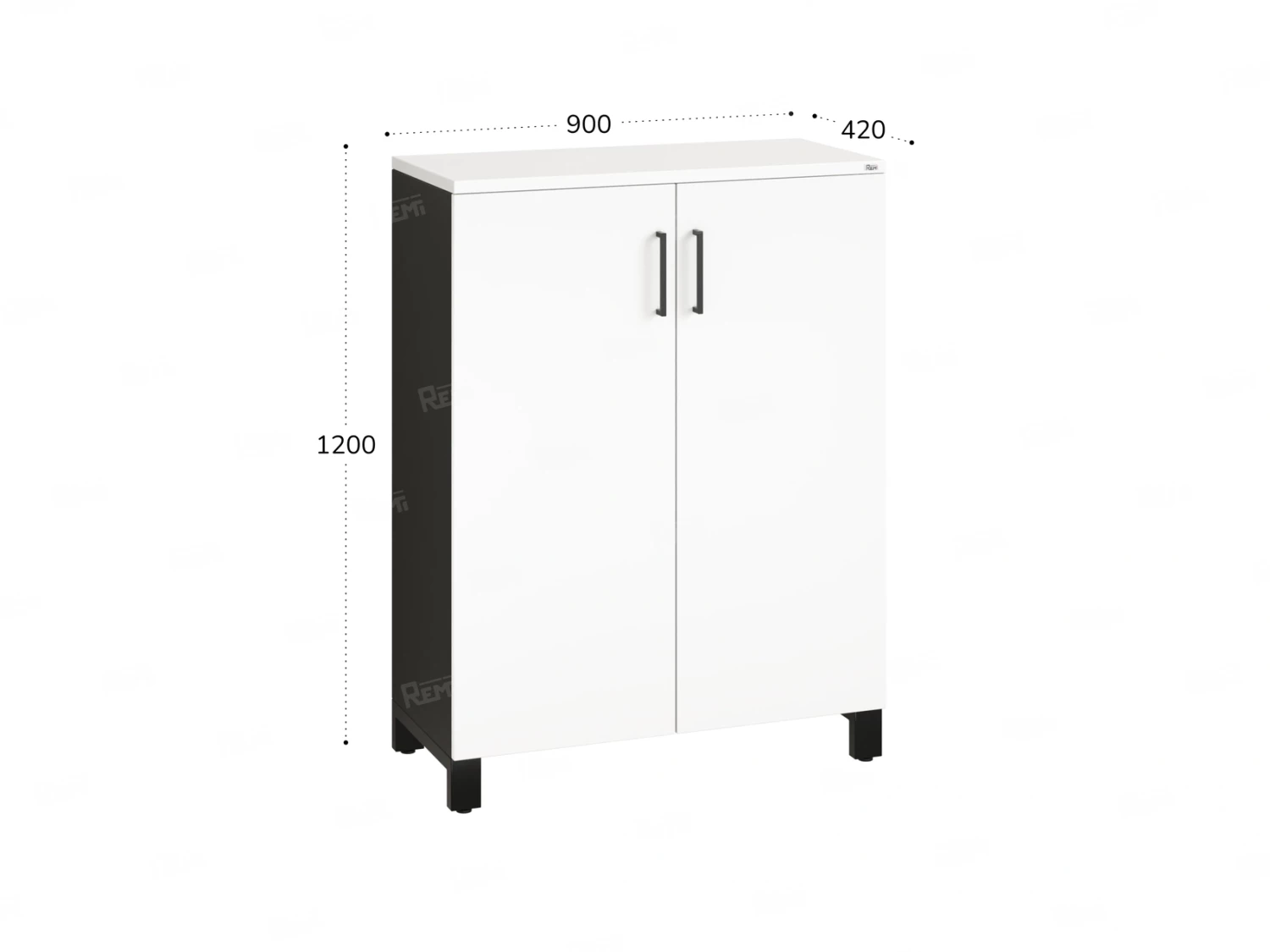 Шкаф распашной, 3 уровня 900x420x1200 RM149-90x42 Белый/Черный