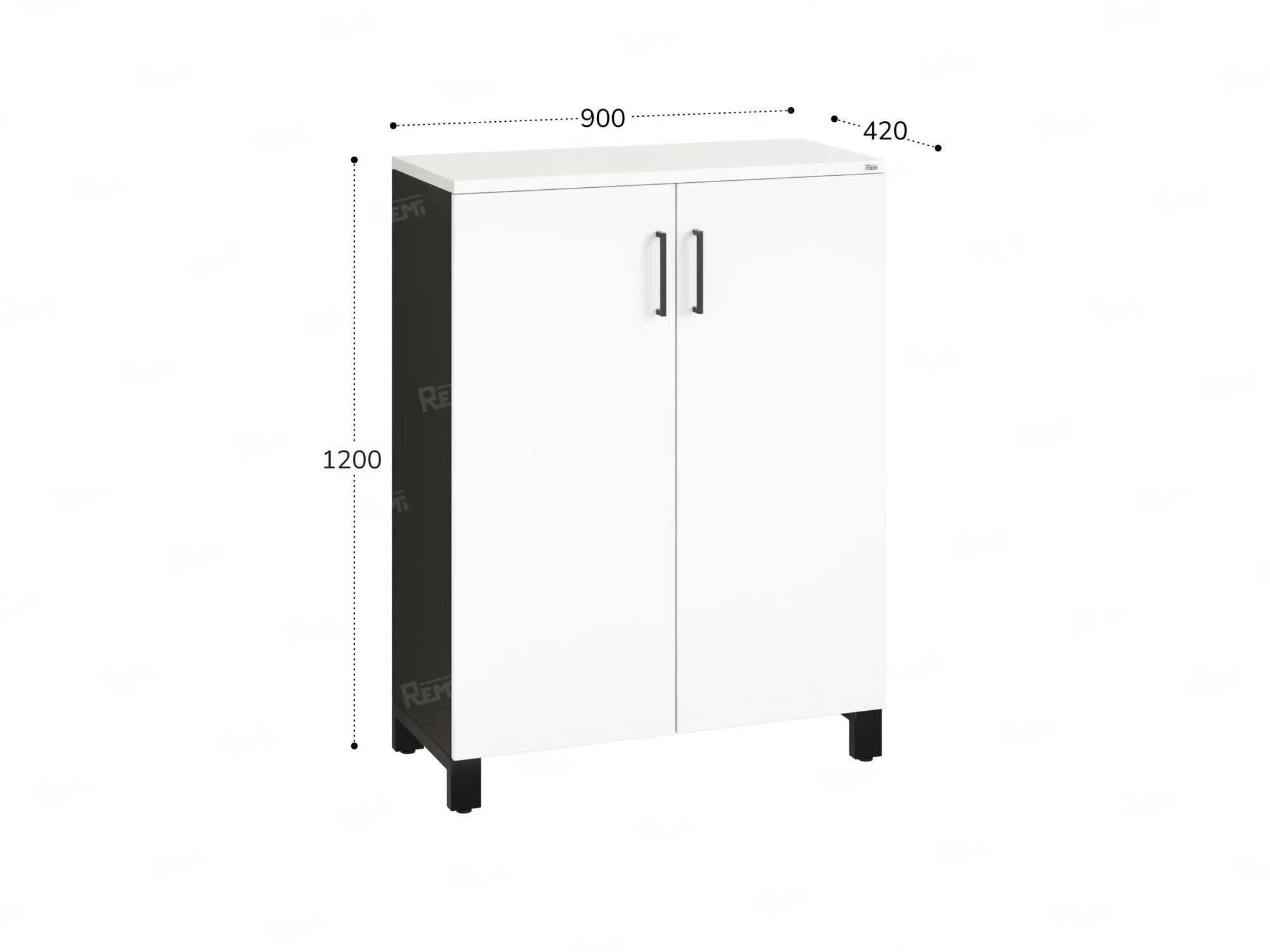 Шкаф распашной, 3 уровня 900x420x1200 RM149-90x42 Белый/Черный