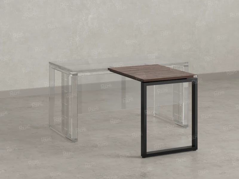 Брифинг прямой, с парящей столешнецей, на О-образном каркасе 800x700x750 RM072-8x7 Дуб Апрельский шоколад/Черный