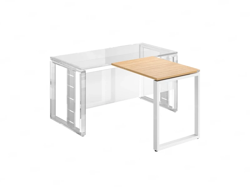 Брифинг прямой, с парящей столешнецей, на О-образном каркасе 1500x700x750 RM072-15x7 Вяз Швейцарский светлый/Белый