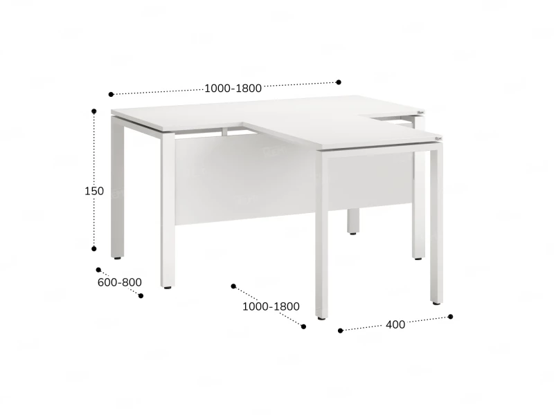 Стол с брифингом с парящей столешницей на П-образных опорах с экраном ЛДСП RM043-18x6 1800x2400x750 Белый/Белый
