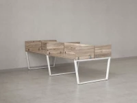 Бенч-система, 4 рабочих места, на U-образных опорах, 8 ЛДСП экранов 2800x1600x750 RM173-2-14x16 Дуб Маувелла/Белый