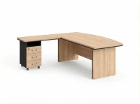 BRL RB071-180x200L Стол руководителя угловой L с тумбой 3 ящика 1800х2000х760 Акация/Черный